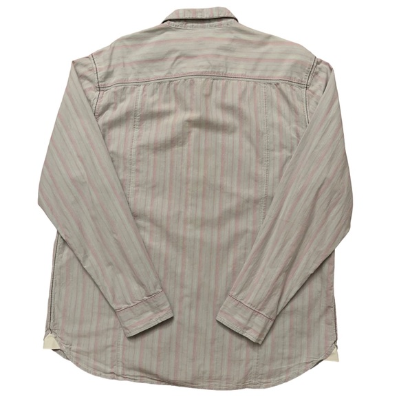 Carbon 2 Cobalt Shirt Mens Size L Long Sleeve Button Pockets Gray Pink Striped - Picture 2 of 5